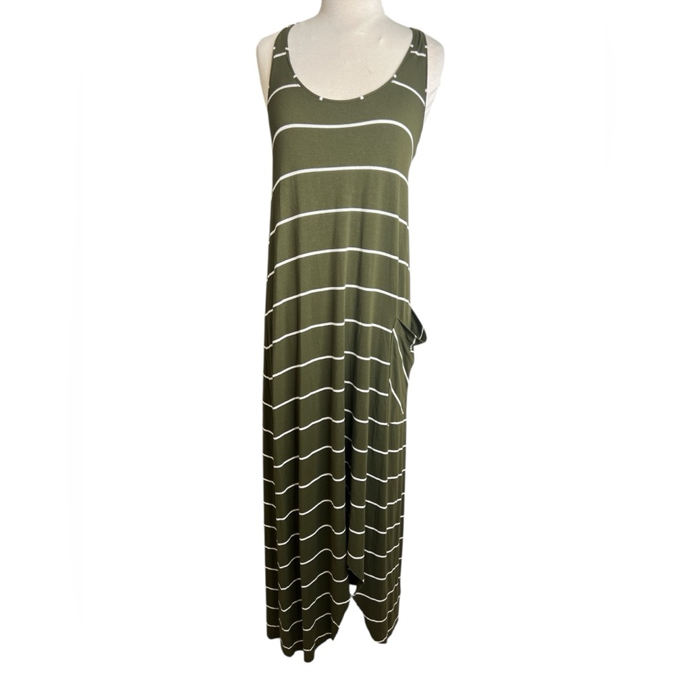 Michael Stars Olive Striped Maxi Dress – Side Pocket